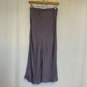 Nation LTD Women’s Lavender Satin Midi Skirt Size XS Fringe Hem Zip Closure